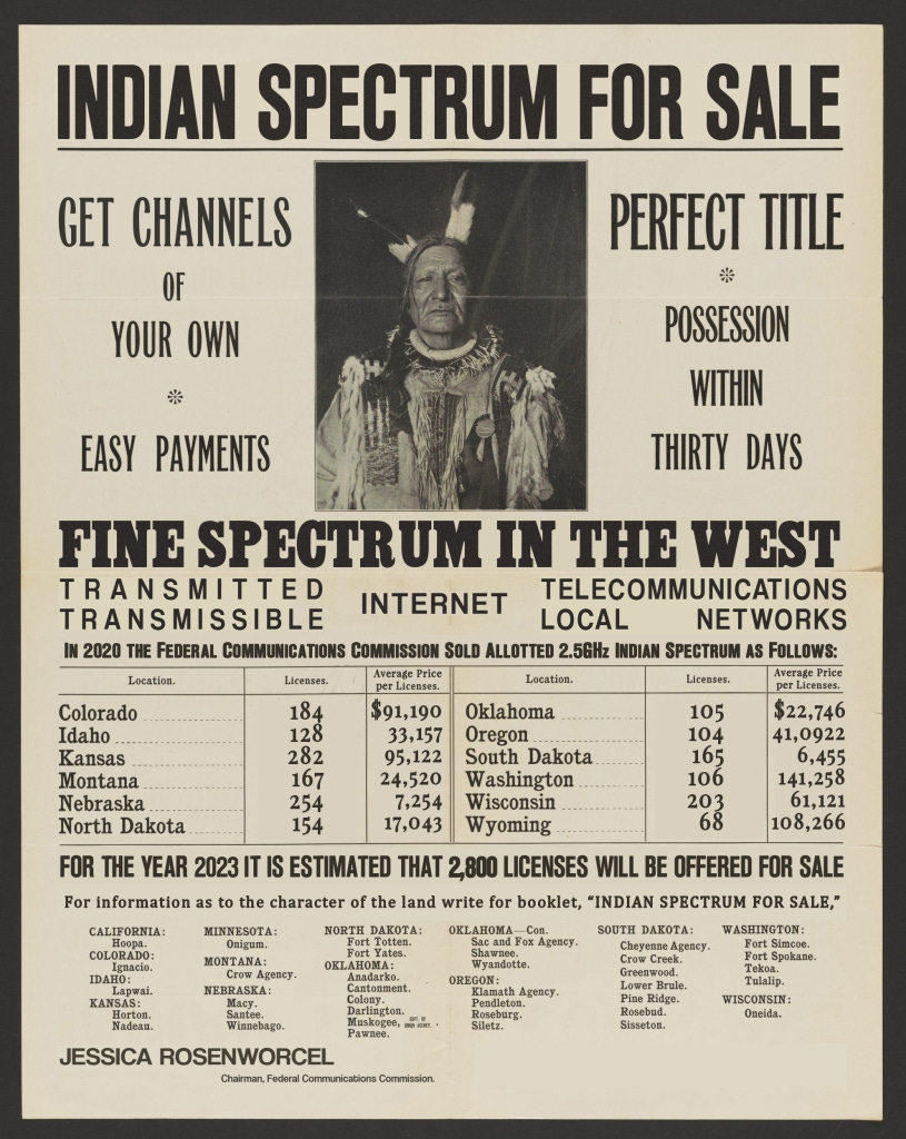 Image of a poster with the headlines "INDIAN SPECTRUM FOR SALE" and "FINE SPECTRUM IN THE WEST"