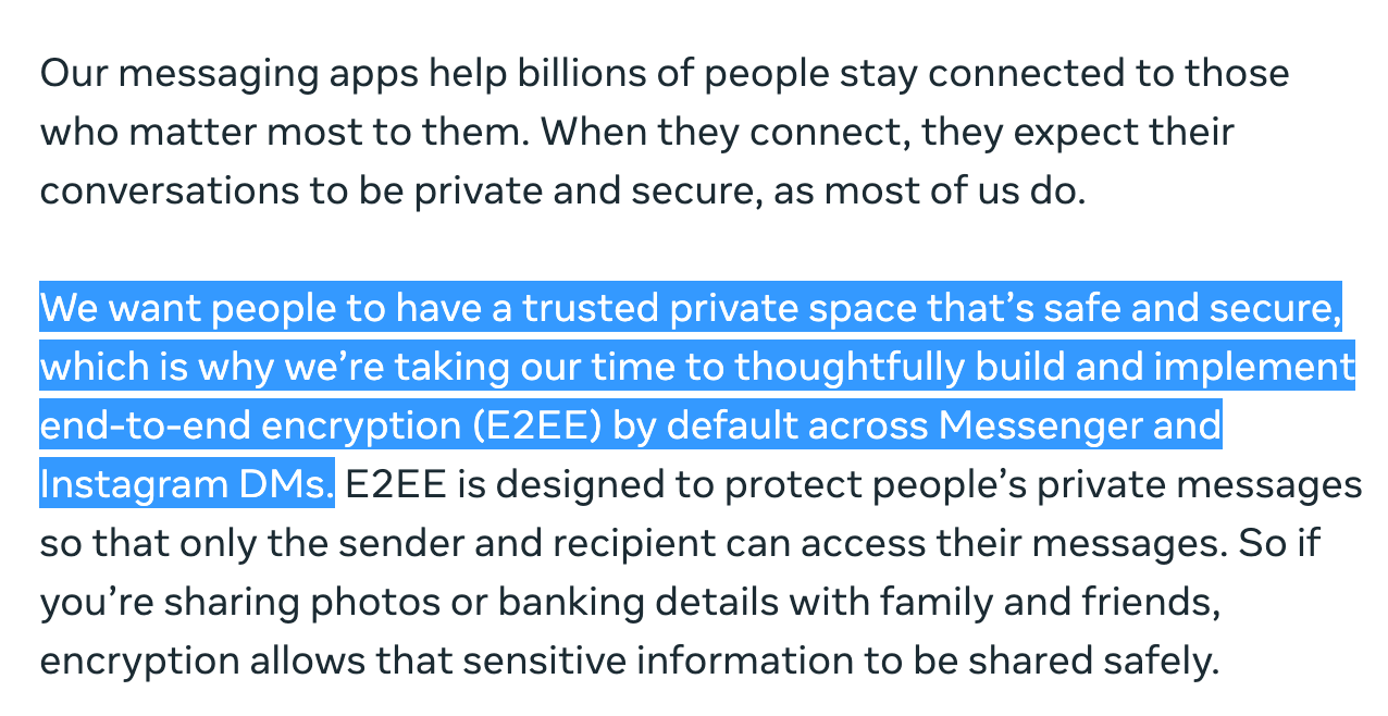 Screenshot of a Meta blog post.